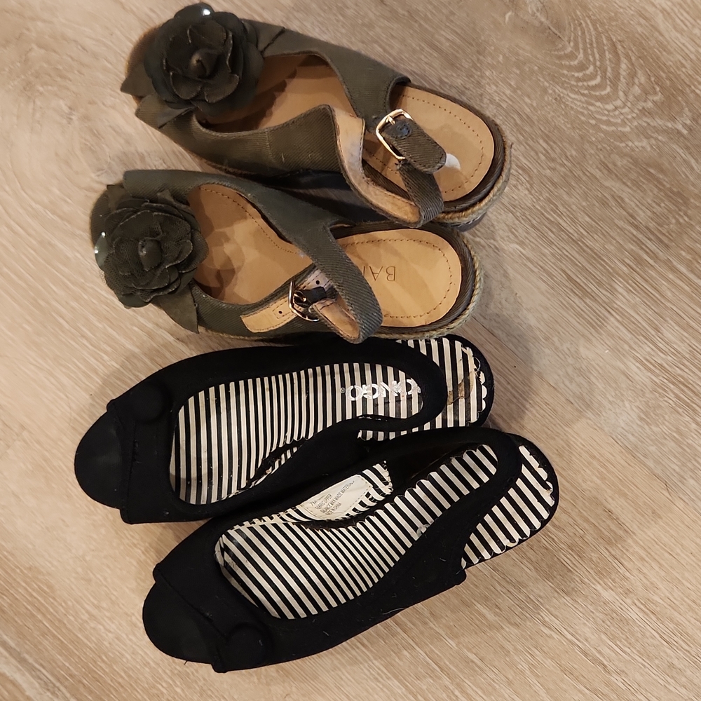 2 pairs of heeled wedges both size 7